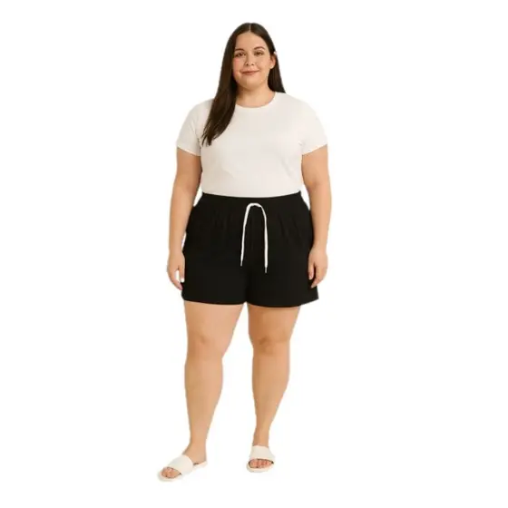 shorts Plus size feminino canelado bermuda adulto