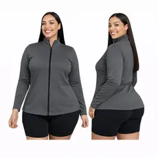Jaqueta Plus Size  Fitness Feminino Dry Fit Slim Proteção Solar UV, Tecido Térmico, Secagem Rápida