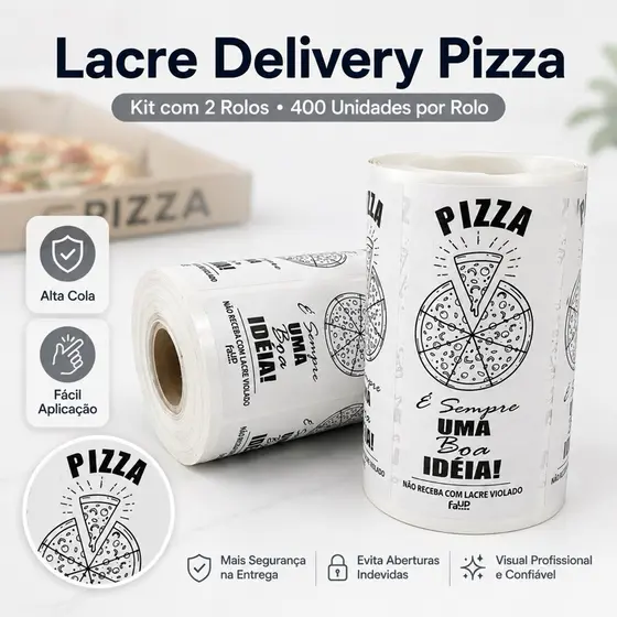 2 Rolos Etiqueta Lacre de segurança Delivery Pizza ifood Rappi 99x40mm
