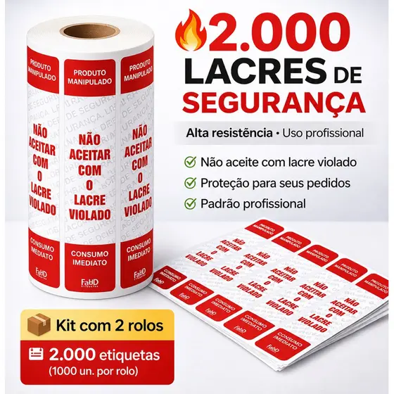 2000 Etiquetas Lacre Segurança Para Delivery Ifood Alimentos Restaurantes e lanchonetes