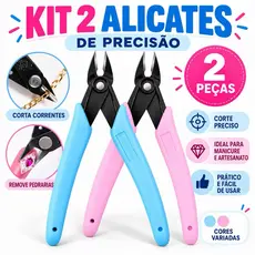 Kit 2 Alicates Corte Diagonal Precisão Mini Eletrônica Fios Artesanato Bijuteria Cores Variadas