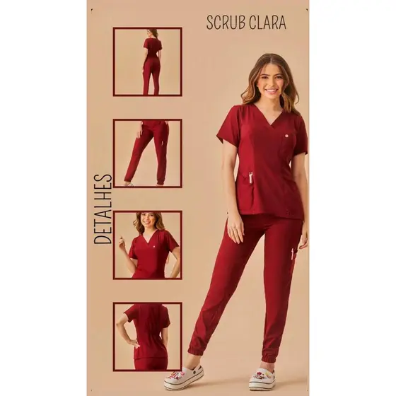 Scrub Feminino Clara - Conjunto Médicas Enfermeiras Profissionais Saúde Fardamento Hospitalar