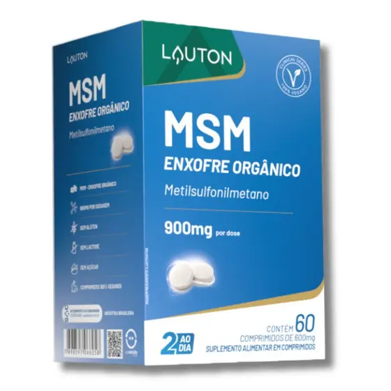 MSM - Metil Sulfonil Metano - Enxofre Orgânico 450mg Vegana - 60 cápsulas Lauton Premium