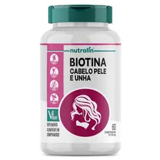 Biotina Vegana 60 Comp Nutralin para Cabelos Pele e Unha