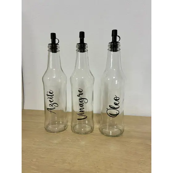 Kit c/3  Galheteiro de Vidro com Bico Dosador – Azeite Óleo Vinagre – Cozinha Moderna – 275ml
