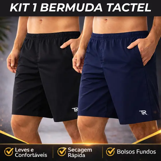 Bermuda Tactel Elastano Masculina Macia e Confortável Para Academia