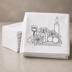 Kit 10 Panos de Prato Premium Artesanais  de Natal para Pintura e Bordado Contorno Revenda Pintura