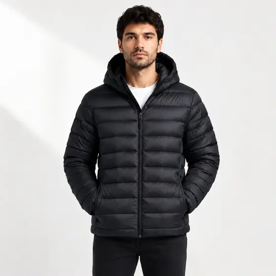 Jaqueta Puffer Masculina Bobojaco Impermeável Quentinho Para Frio Com Capuz