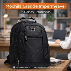 Mochila Grande Impermeável Para Escola Faculdade Alça Reforçada