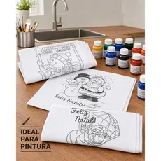 Kit 10 Panos Prato Riscado Contorno  Bordado Pintura Copa Cozinha Algodão Artesanato Bainha Natal Páscoa Estampa Revenda