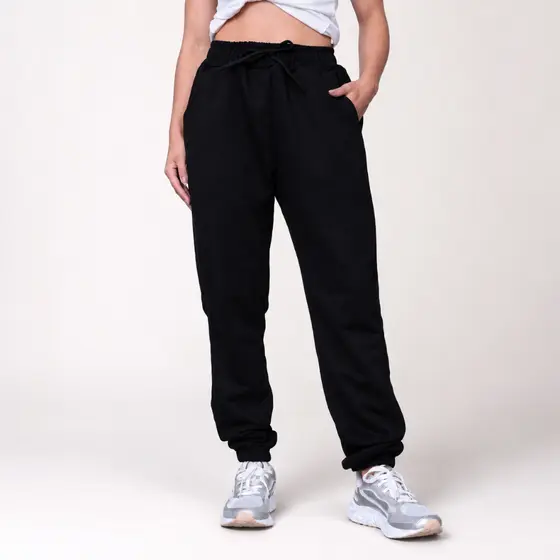 Calça Moletom Feminina Jogger Peluciada Flanelada Grossa Acinturada Com Punho Bolso Blogueira Casual Streetwear Inverno