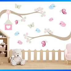 Adesivo de Parede Infantil Galhos e Pássaros Passarinhos Quarto Menina - OFERTA