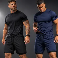 Kit 2 Shorts Masculino Dry Fit 2 em 1 Academia Corrida Treino Bermuda Esportiva