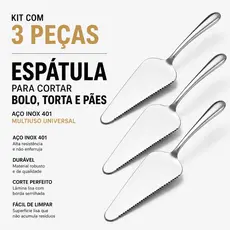 Espátula Inox Multiuso Para Cortar Bolo Torta Pães Cozinha Confeiteiro Aço Premium Universal Profissional