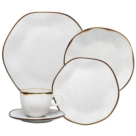 Aparelho De Jantar E Chá 30 Peças Porcelana Maresia