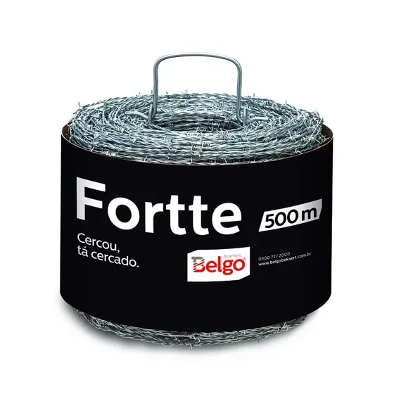 Arame Farpado Belgo Forte 500m F16 Galvanizado Para Cerca Rural