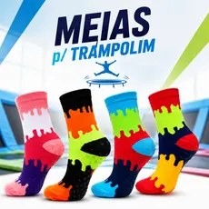 Meia Infatil Antiderrapante Trampolim Cama Elastica Pula-Pula Parque de Diversões 30 ao 34