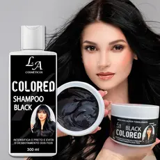 Kit Escurecedor Shampoo e Máscara Tonalizante Black Preto Intenso S/ Amônia - Resultado 100% Natural