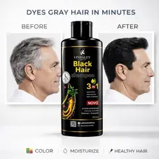 Shampoo Tonalizante Preto Lindaley Hair Dye Black Shampoo - Tintura - Preta Escurecedor Para Cabelos Pretos Grisalhos