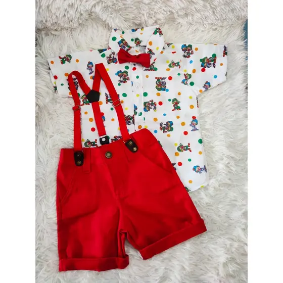 conjunto temático PATATI PATATA para menino - acompanha suspensório e gravata