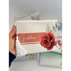 Kit 20 Necessaire Slim Personalizada com Pingente para Casamento, Madrinhas, 15 anos, Logomarca