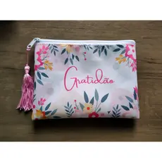 Kit c/10 Necessaire Bolsinha SLIM GRATIDÃO c/pingente lembrancinha mimo