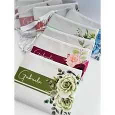 Kit 3 Necessaire Slim Personalizada com Pingente para Casamento, Madrinhas, 15 anos, Logomarca