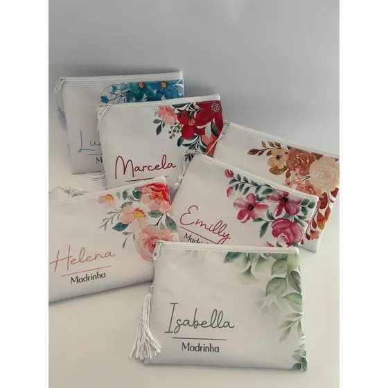 Kit 3 Necessaire personalizada com nome madrinhas, casamentos, formaturas, 15 anos, festas e eventos