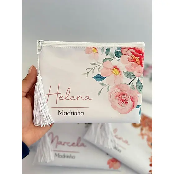 Kit 10 Necessaire personalizada com nome madrinhas, casamentos, formaturas, 15 anos, festas  eventos