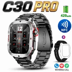 C30 PRO Relógio inteligente NFC esportivo masculino original com bateria grande frequência cardíaca