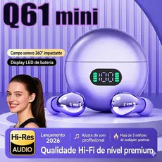 Fones de ouvido Q61 mini Bluetooth TWS esportivos com clipe LED Display Touch 5.1 Hi res