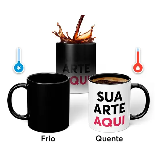 Caneca Porcelana Mágica Personalizada 325ml MONTAMOS SUA ARTE Presente Decoração Estampada Premium
