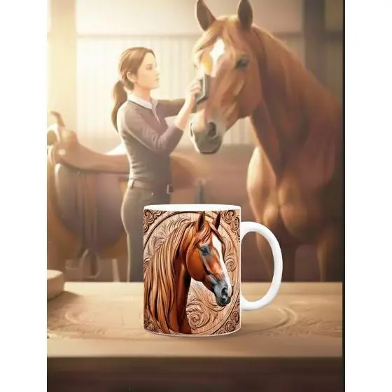 Caneca Personalizada Cavalo Marrom Porcelana 350 ml