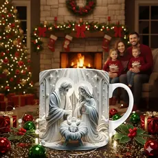 Caneca personalizada EFEITO 3D caneca de porcelana presépio nascimento de Jesus PRESENTE DE NATAL Pascoa