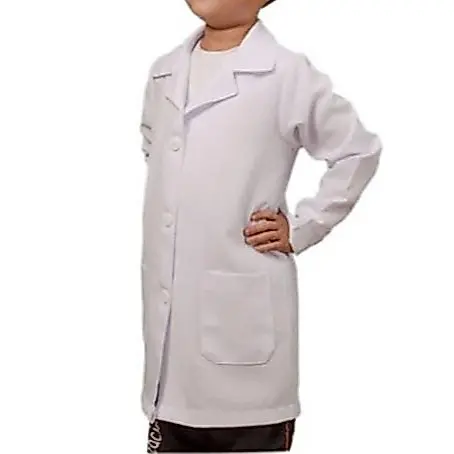 Jaleco Infantil Em Oxford Branco Mangas Longas Unissex