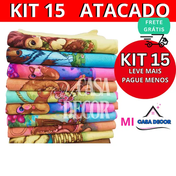 Kit 15 Pano de prato colorido  100% algodão pano de prato estampado