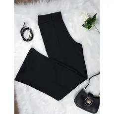 Calça Feminina Alfaitaria Social Modelo Pantalona Cintura Alta Com Cinto - Moda Social luxo
