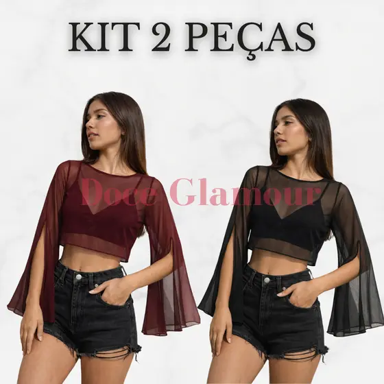 CROPPED TULE KIT 2 PEÇAS Tamanho ÚNICO