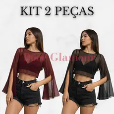 CROPPED TULE KIT 2 PEÇAS Tamanho ÚNICO