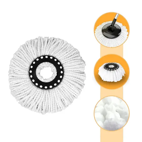 Refil Mop Giratório 360° em Microfibra –Compatível com Mop 12L Encaixe 16cm