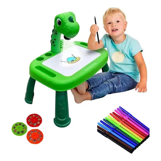Mini Mesa de Desenho para Crianças Brinquedos Educativos Projetor de Pintura LED dinossauro