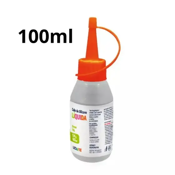 Cola Silicone Líquida 60ml 100ml 250ml Escolar Artesanato Papel EVA Madeira Leo&Leo
