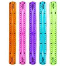 Régua Flexível 30cm Cores Variadas Material Escolar Papelaria Escritório Não Tóxico Leo&Leo