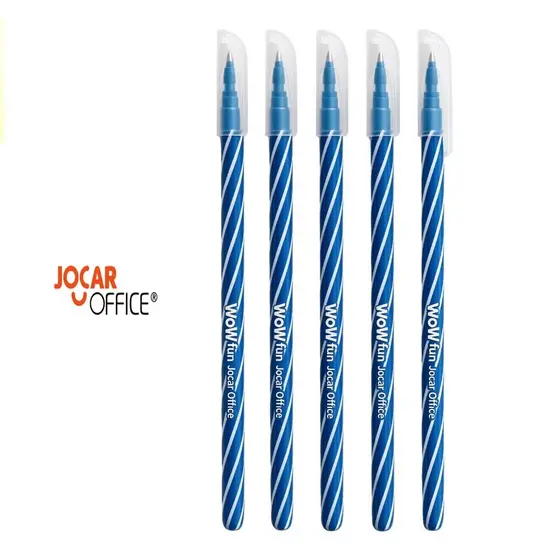 Kit Caneta Esferográfica Wow Fun Azul 0.7 Jocar Office - Leo&Leo
