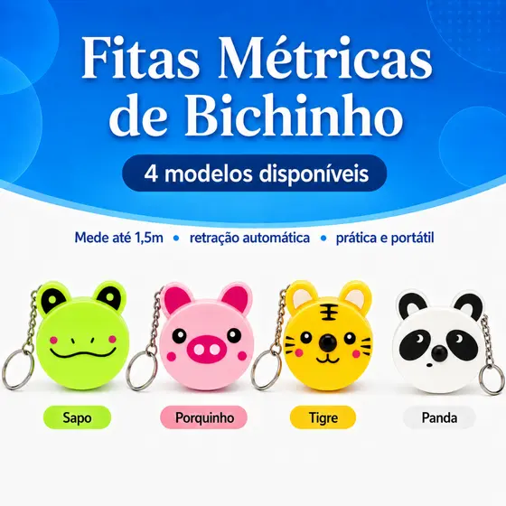 Fita Métrica Retrátil 150cm Chaveiro Bichinho Fofo Trena Portátil Costura Corpo