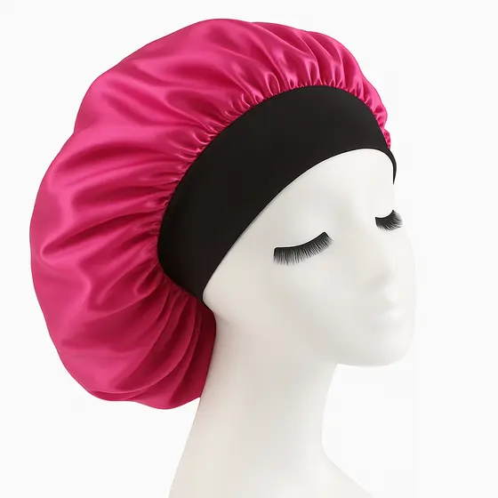 Touca de Cetim Premium com Faixa + Scrunchie Brinde | Antifrizz e Proteção Capilar Noturna