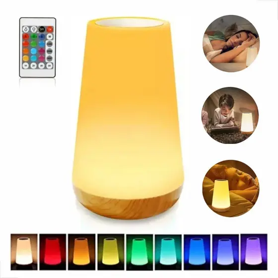 Luminária Portátil Abajur Led Touch 13 Cores Controle Remoto Iluminação Usb