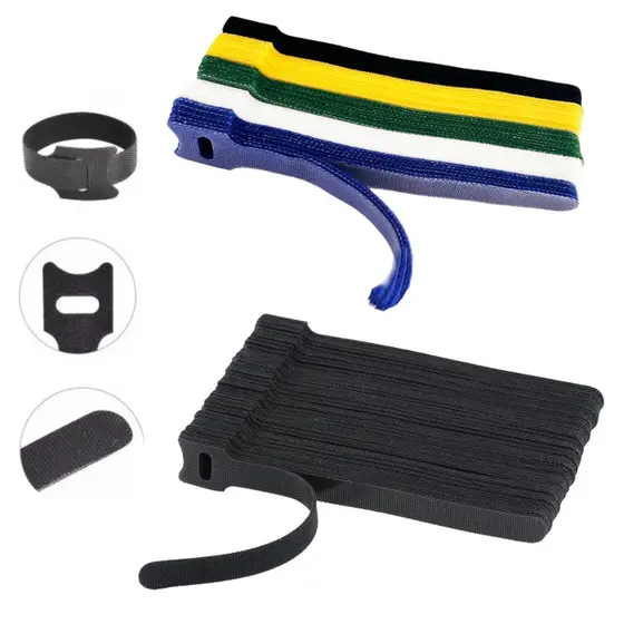 Kit com 50 e 100 Peças Abraçadeiras Velcro Prendedor de Cabo Fita Organizar Cabos Fios Presilha 15, 20, 30 cm