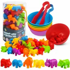 Brinquedo Matemático Educativo Montessori Pinça Coordenação Motora Animais Silicone Seleção Cores