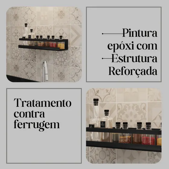 Porta Temperos Condimentos de Parede Suspenso Estilo Industrial em Aço